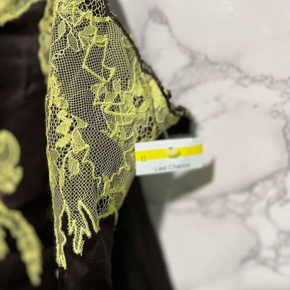 Topshop Satin and Lace Cami Mini Dress in Chocolate and lime-Brown - Picture 8 of 12